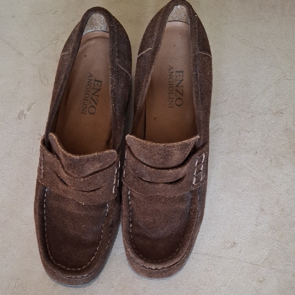 Enzo Angiolini 7.5 Womens Rich Brown Suede Slip In